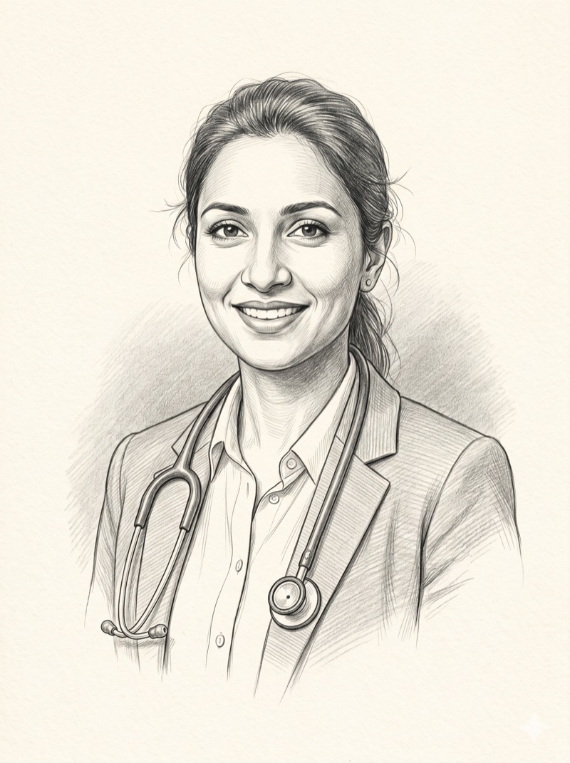 Clinic manager, illustrated portrait