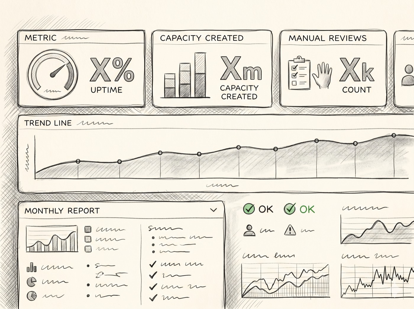 Sketch of a live system running in production with monthly reporting